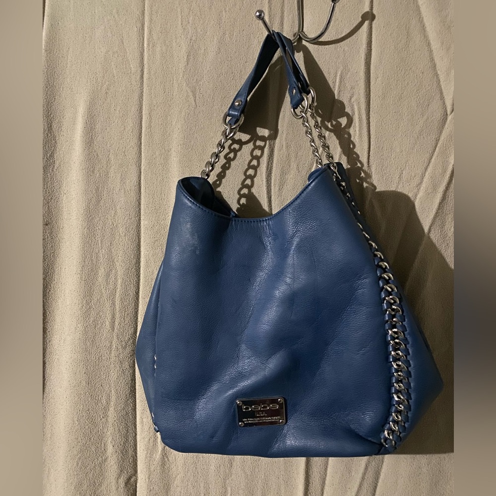 bebe Blue Hobo Chain Accent Shoulder Bag. EUC